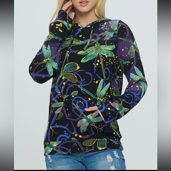 New nwt LA SOUL Dragonfly Print Hoodie - Black and Green ALL SIZES - Picture 1 of 4